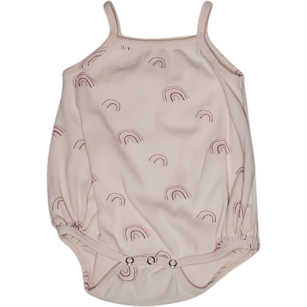 kate quinn Cream One-Piece Bodysuit with Pink Rainbow Print